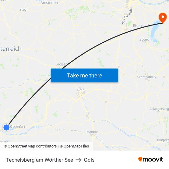 Techelsberg am Wörther See to Gols map