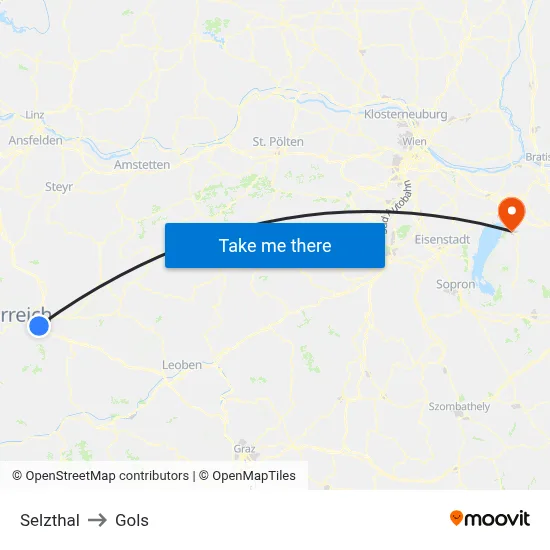 Selzthal to Gols map