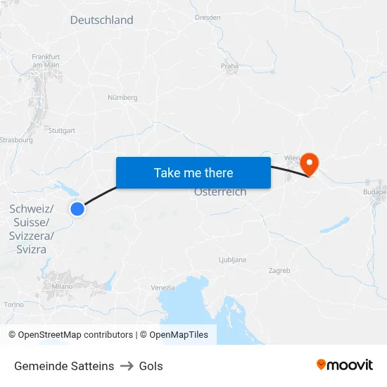 Gemeinde Satteins to Gols map