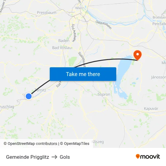 Gemeinde Prigglitz to Gols map