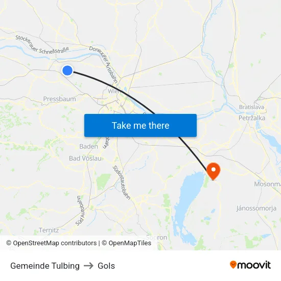 Gemeinde Tulbing to Gols map
