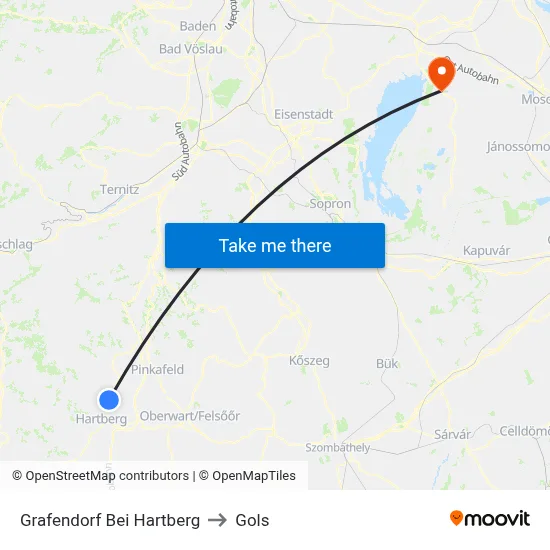 Grafendorf Bei Hartberg to Gols map