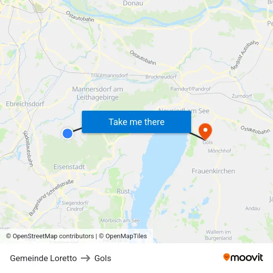Gemeinde Loretto to Gols map