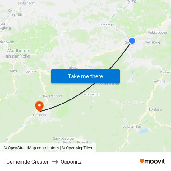 Gemeinde Gresten to Opponitz map