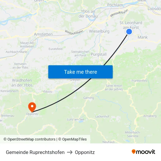 Gemeinde Ruprechtshofen to Opponitz map