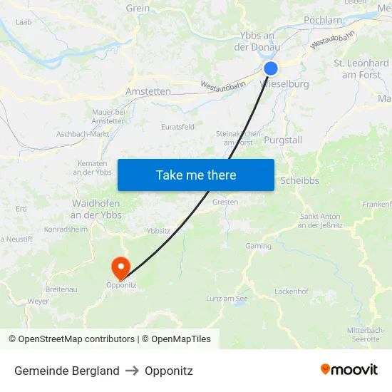 Gemeinde Bergland to Opponitz map