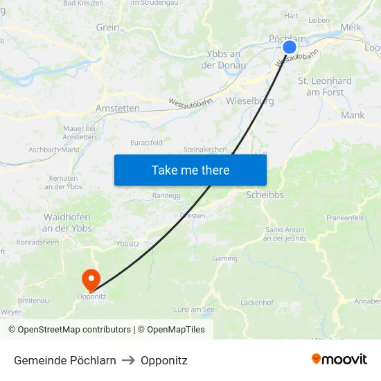 Gemeinde Pöchlarn to Opponitz map