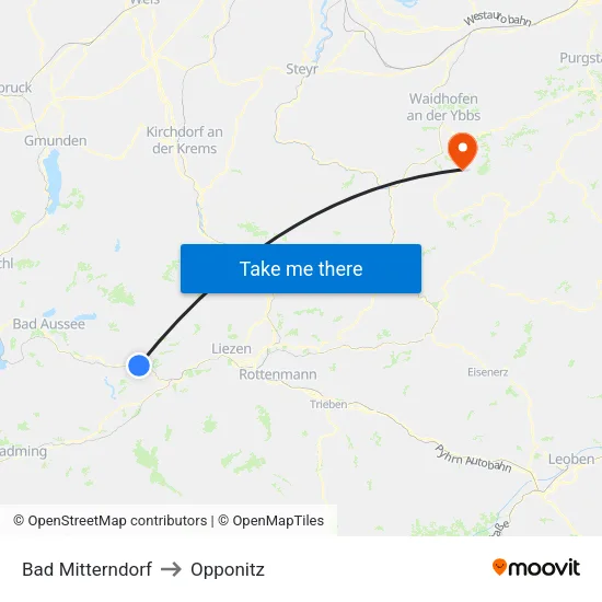 Bad Mitterndorf to Opponitz map