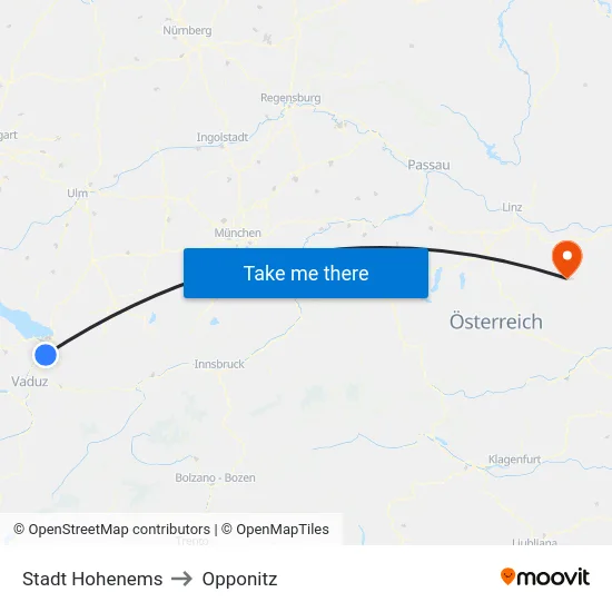 Stadt Hohenems to Opponitz map