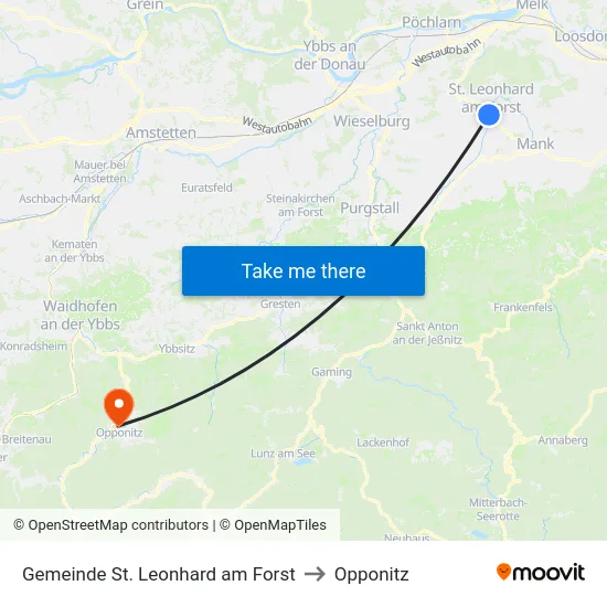 Gemeinde St. Leonhard am Forst to Opponitz map