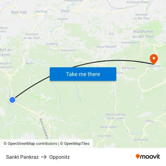 Sankt Pankraz to Opponitz map