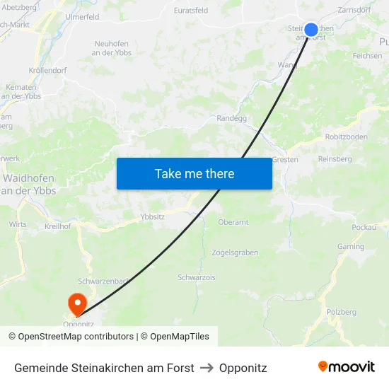 Gemeinde Steinakirchen am Forst to Opponitz map