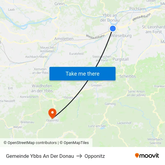 Gemeinde Ybbs An Der Donau to Opponitz map