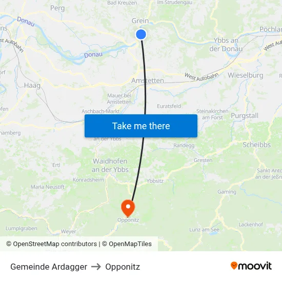 Gemeinde Ardagger to Opponitz map
