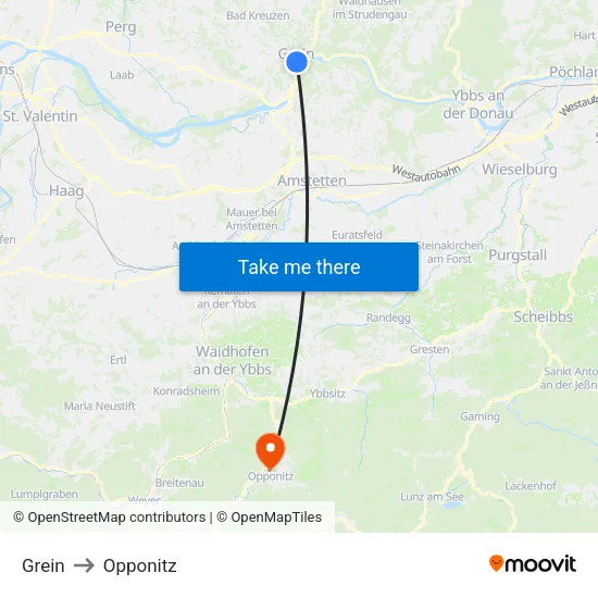 Grein to Opponitz map