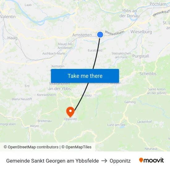 Gemeinde Sankt Georgen am Ybbsfelde to Opponitz map