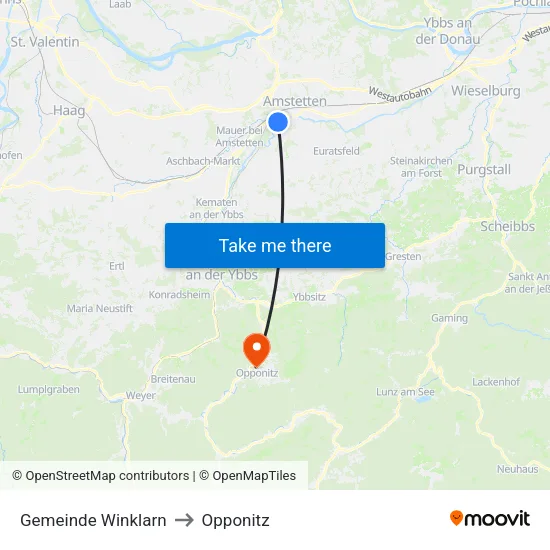 Gemeinde Winklarn to Opponitz map