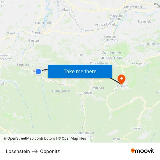 Losenstein to Opponitz map