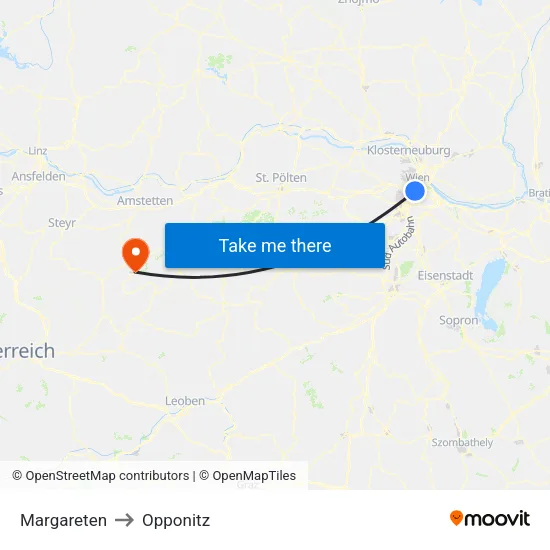Margareten to Opponitz map