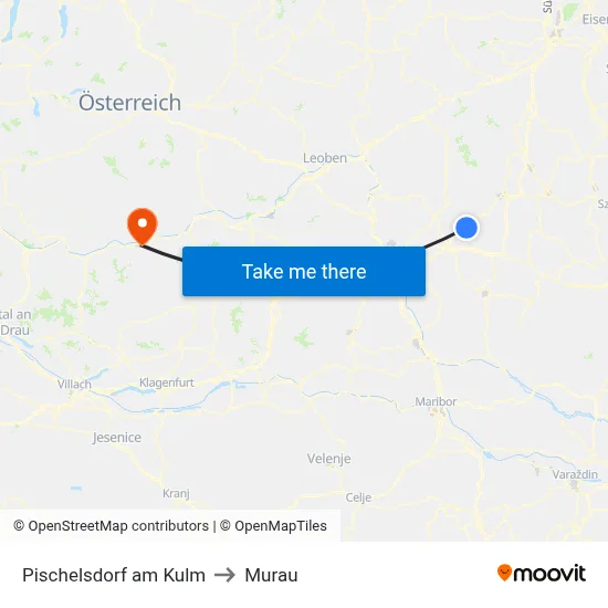 Pischelsdorf am Kulm to Murau map