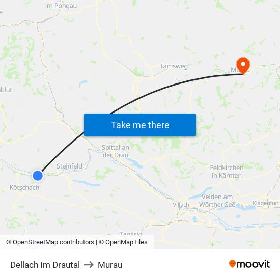 Dellach Im Drautal to Murau map