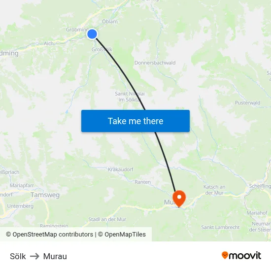 Sölk to Murau map