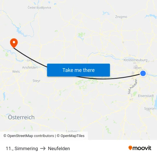 11., Simmering to Neufelden map