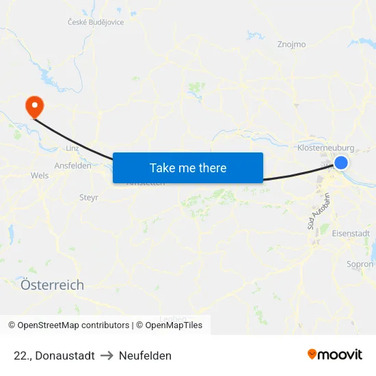 22., Donaustadt to Neufelden map