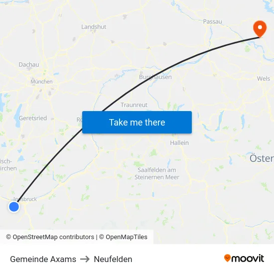 Gemeinde Axams to Neufelden map