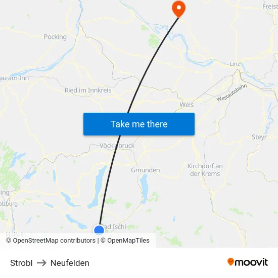 Strobl to Neufelden map
