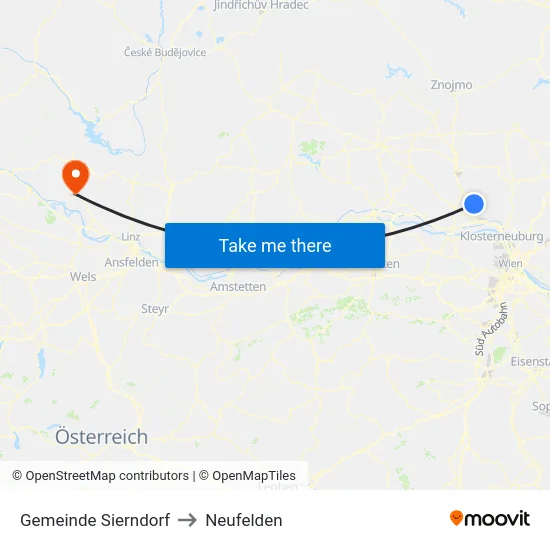 Gemeinde Sierndorf to Neufelden map