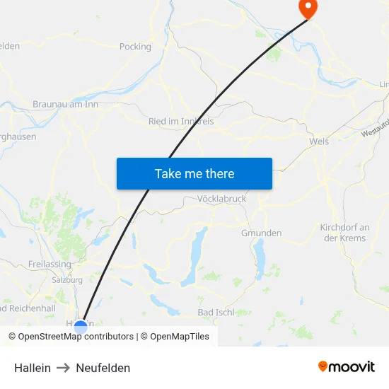 Hallein to Neufelden map