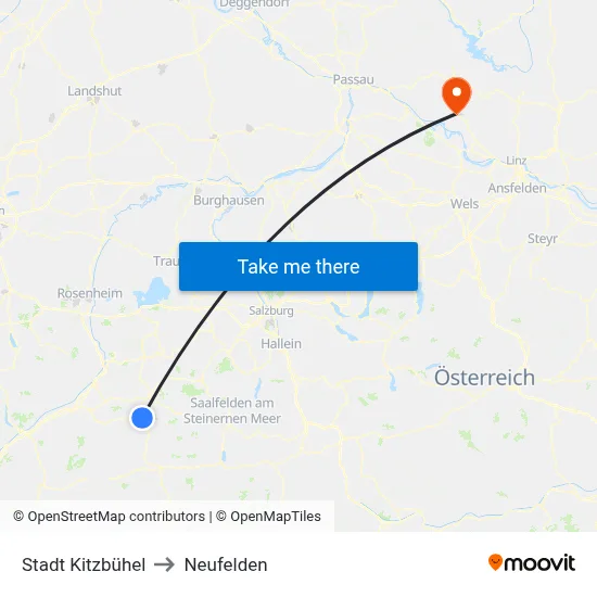 Stadt Kitzbühel to Neufelden map