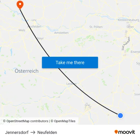 Jennersdorf to Neufelden map