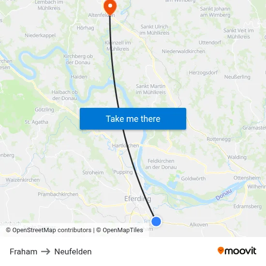 Fraham to Neufelden map