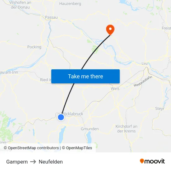 Gampern to Neufelden map