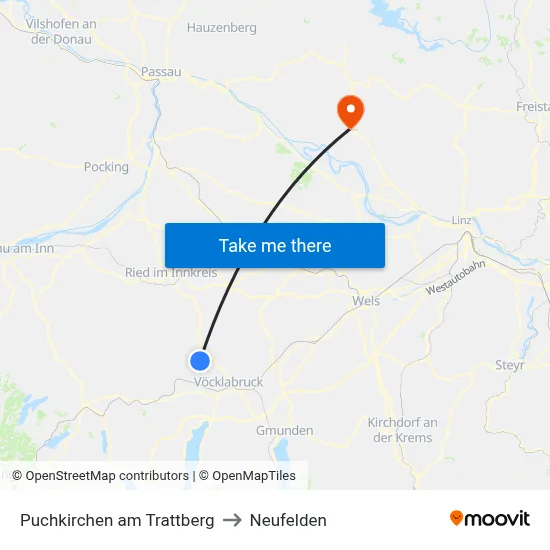 Puchkirchen am Trattberg to Neufelden map