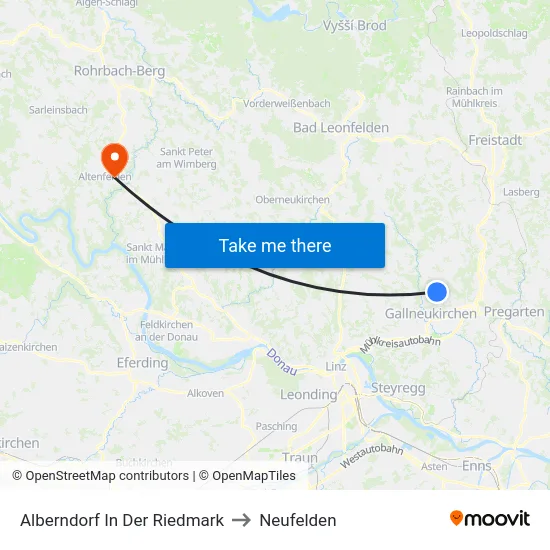 Alberndorf In Der Riedmark to Neufelden map