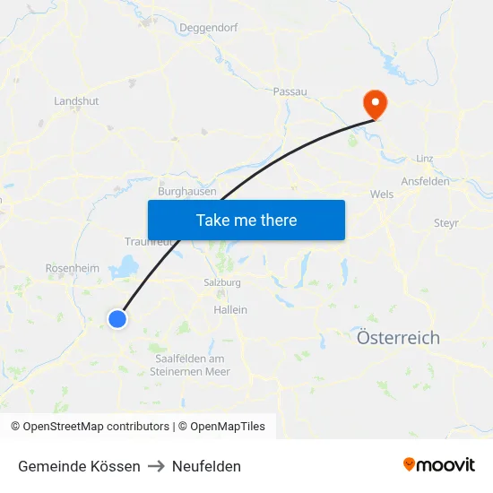 Gemeinde Kössen to Neufelden map
