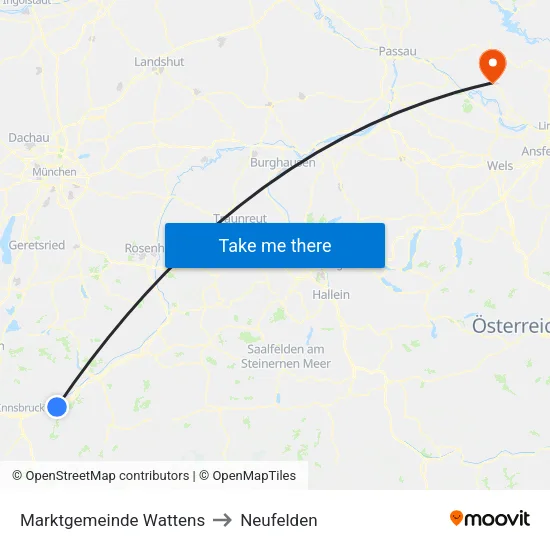 Marktgemeinde Wattens to Neufelden map