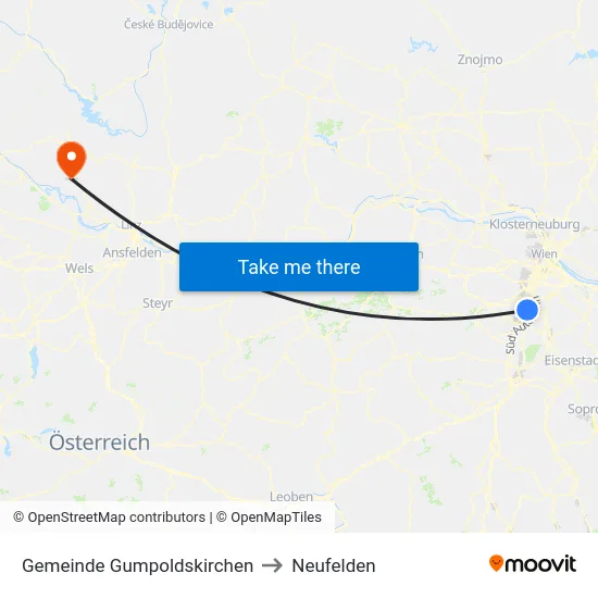 Gemeinde Gumpoldskirchen to Neufelden map