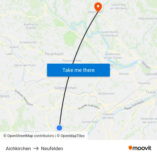 Aichkirchen to Neufelden map