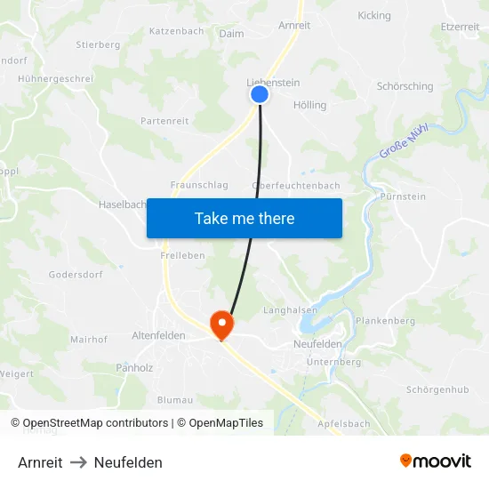 Arnreit to Neufelden map