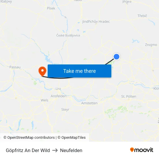 Göpfritz An Der Wild to Neufelden map