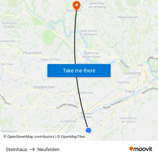 Steinhaus to Neufelden map