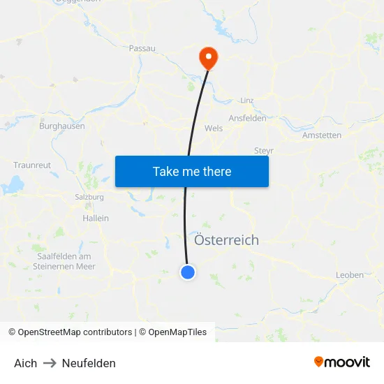 Aich to Neufelden map