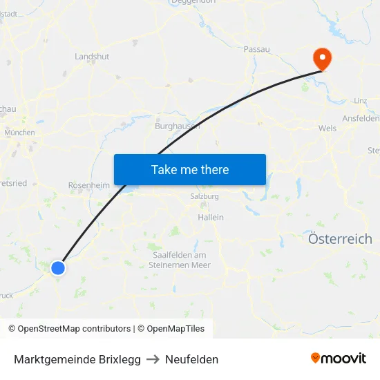 Marktgemeinde Brixlegg to Neufelden map