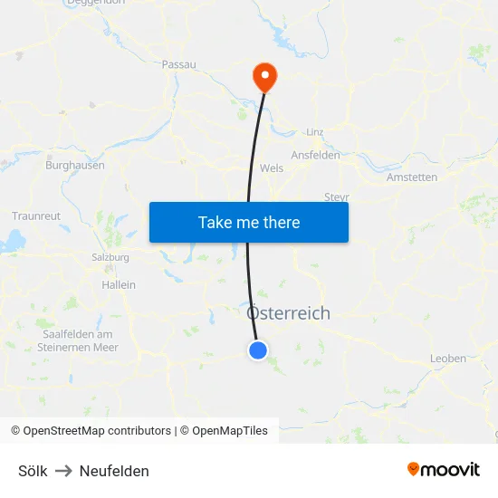 Sölk to Neufelden map