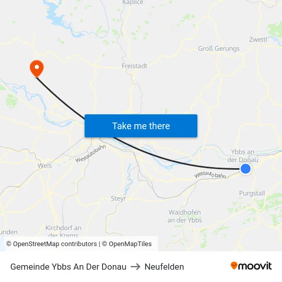 Gemeinde Ybbs An Der Donau to Neufelden map