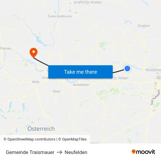 Gemeinde Traismauer to Neufelden map